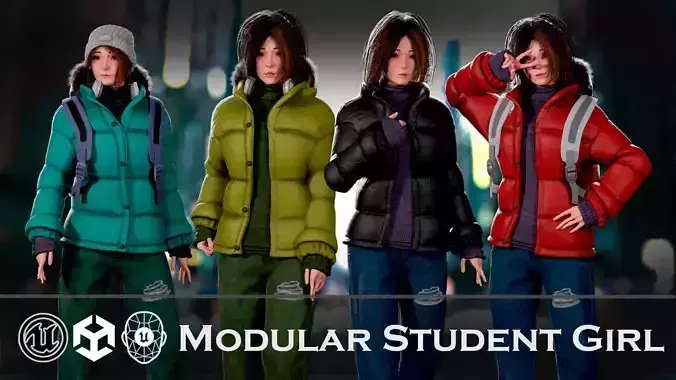 Urban Student Girl Casual Winter Character