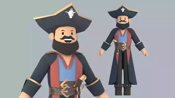 Minimal Cartoon Pirate Character