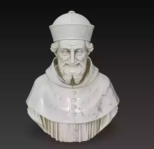 Smiling Marble Cleric Bust - Classical Religious Elder Sculpture