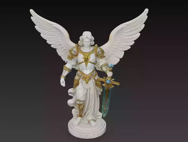 Celestial Guardian Archangel - Angel Statue with Sword 3D Model