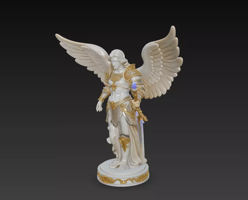 Majestic Archangel Warrior - Divine Angel Statue with Sword 3D print model