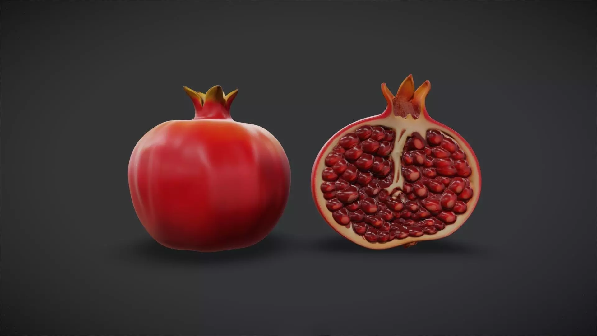 Photorealistic Pomegranate Bundle - 2 Models 3D model