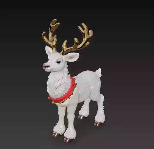 Baby Christmas Reindeer Cute Stylized Holiday Deer Figurine