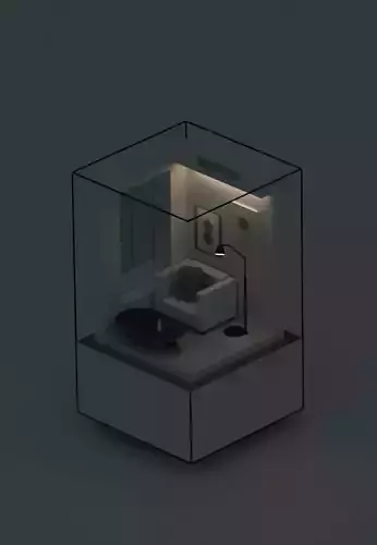 Stylized Isometric Mini Living Room - Game-Ready