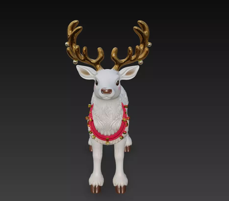 Charming Holiday Reindeer Stylized Christmas Deer Figurine Model 3D print model