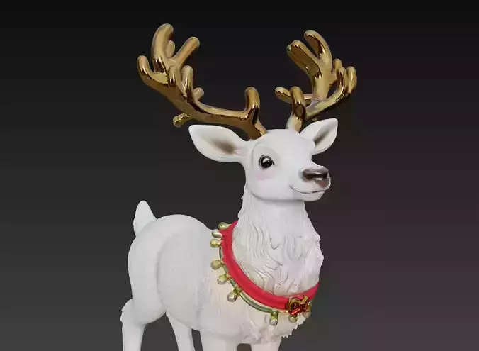 Adorable Christmas Reindeer Stylized Holiday Deer Figurine Model