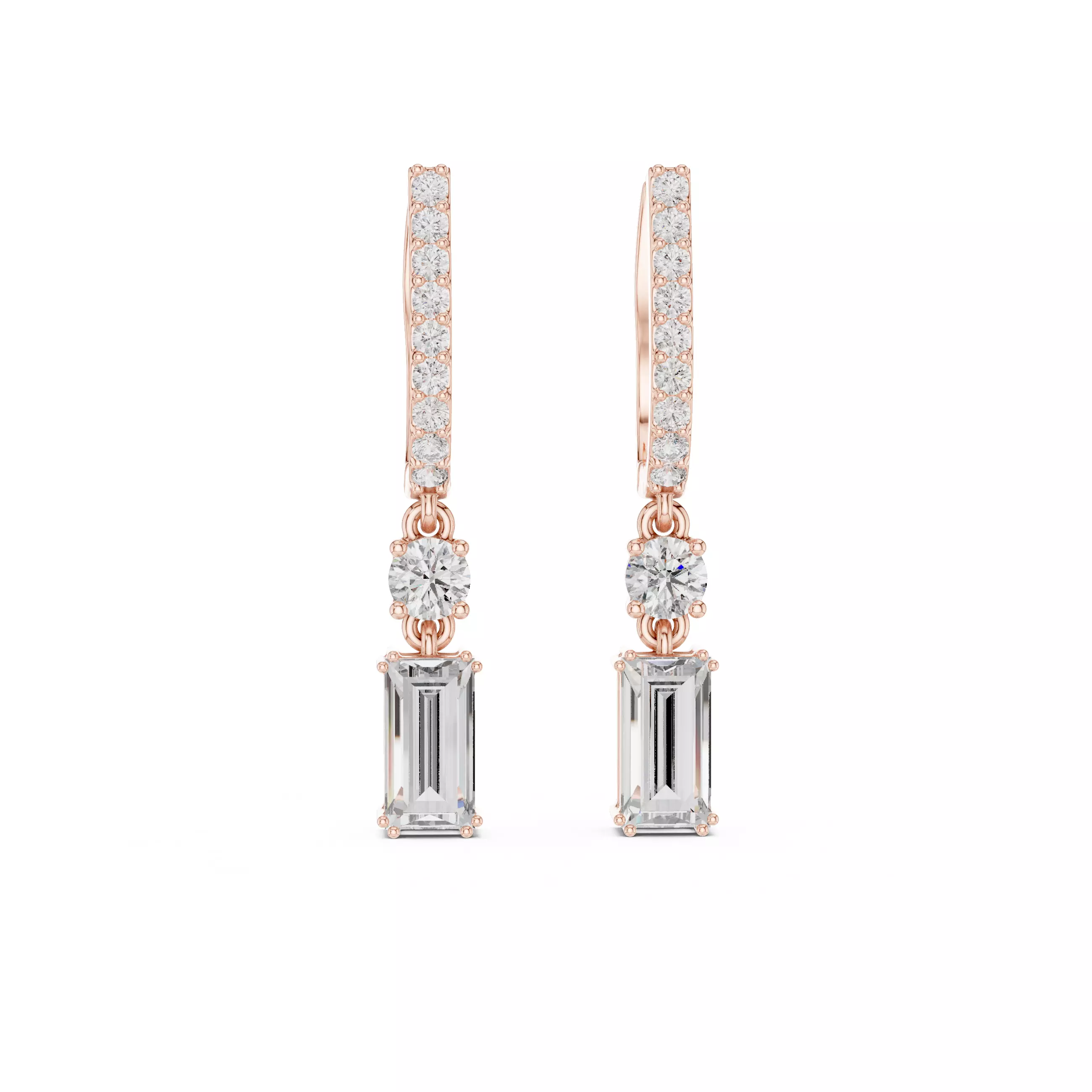 Bug Straight  Diamond Earring 3D print model_0