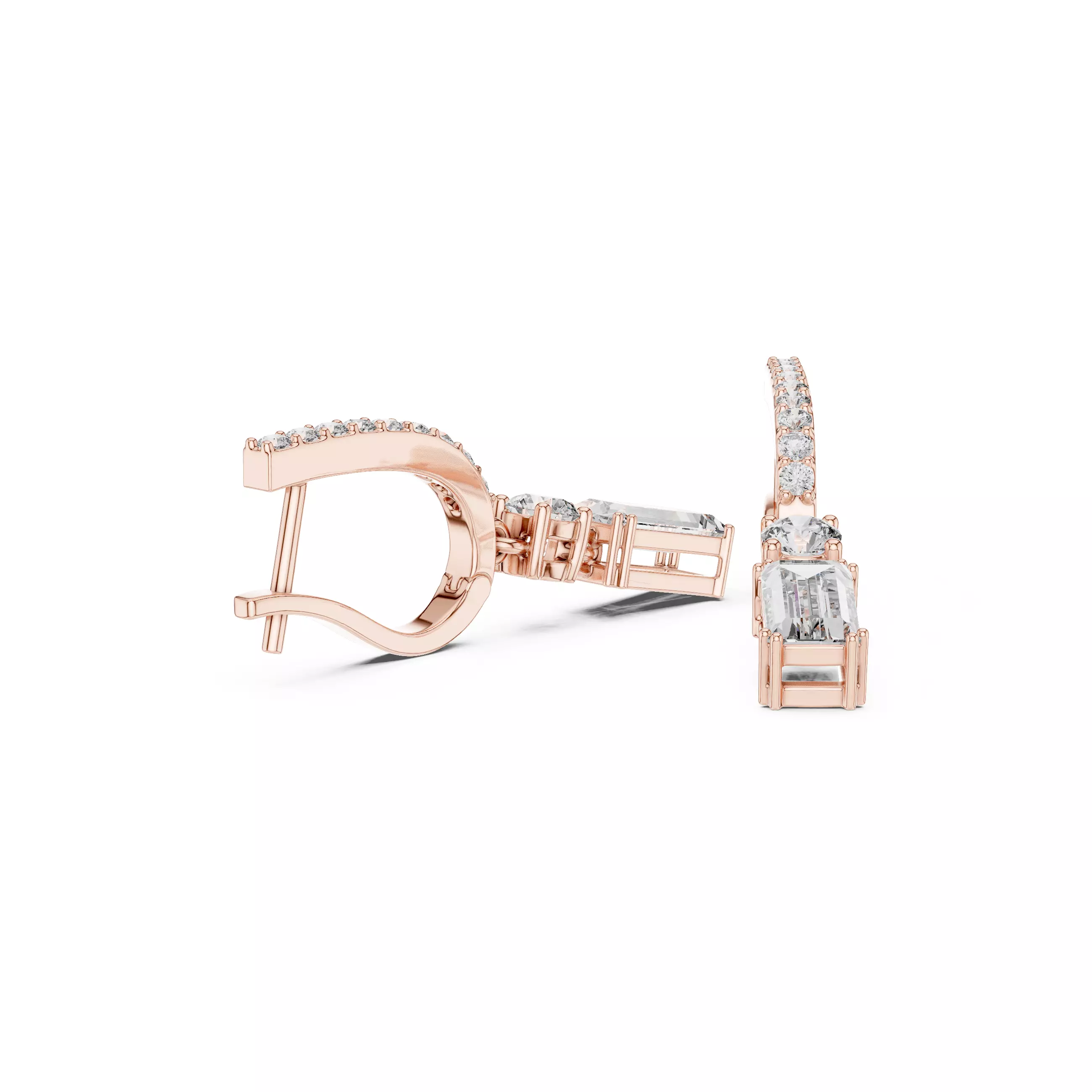 Bug Straight  Diamond Earring 3D print model_3