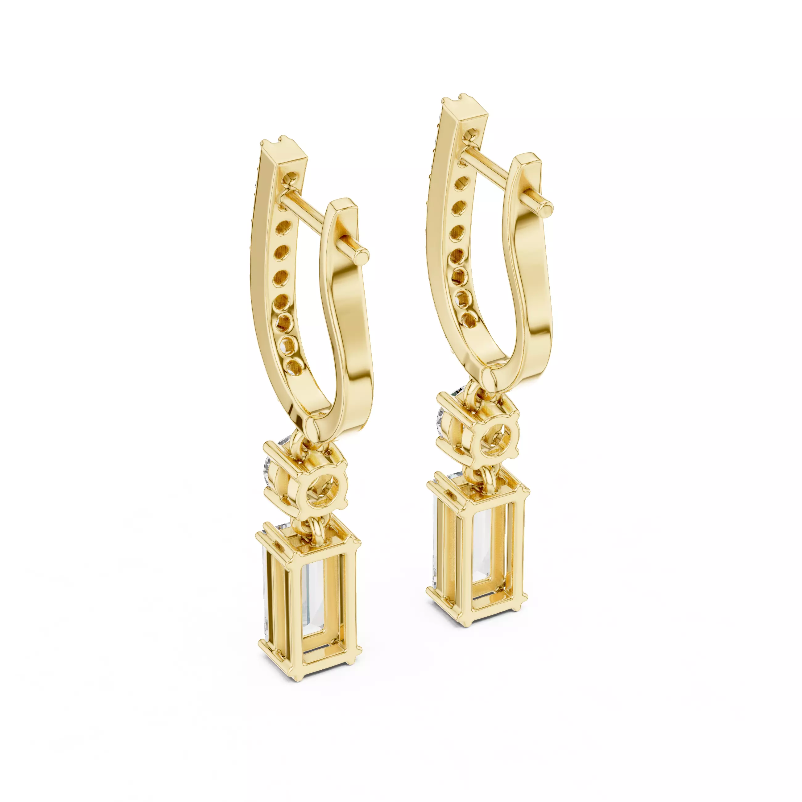 Bug Straight  Diamond Earring 3D print model_8