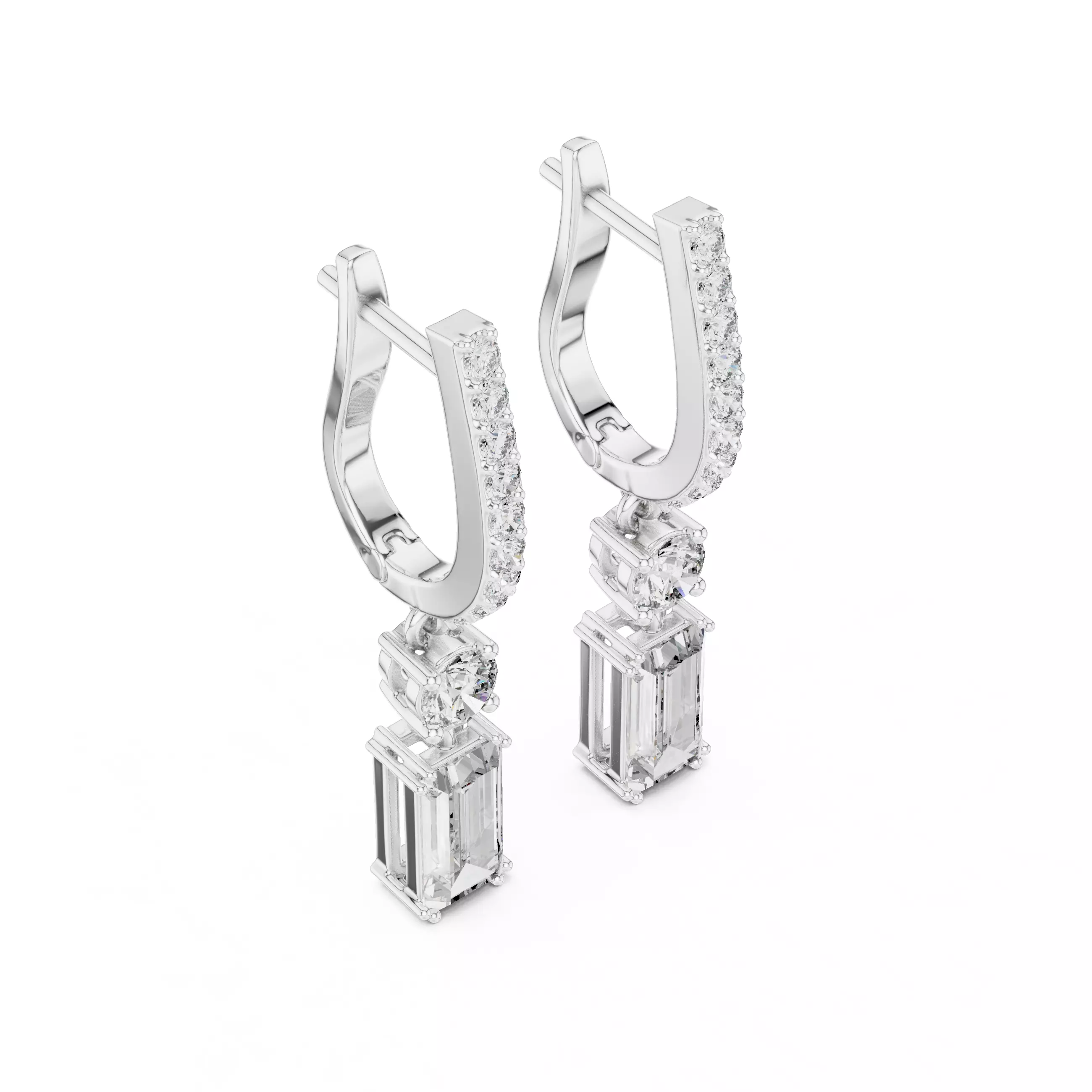 Bug Straight  Diamond Earring 3D print model_4