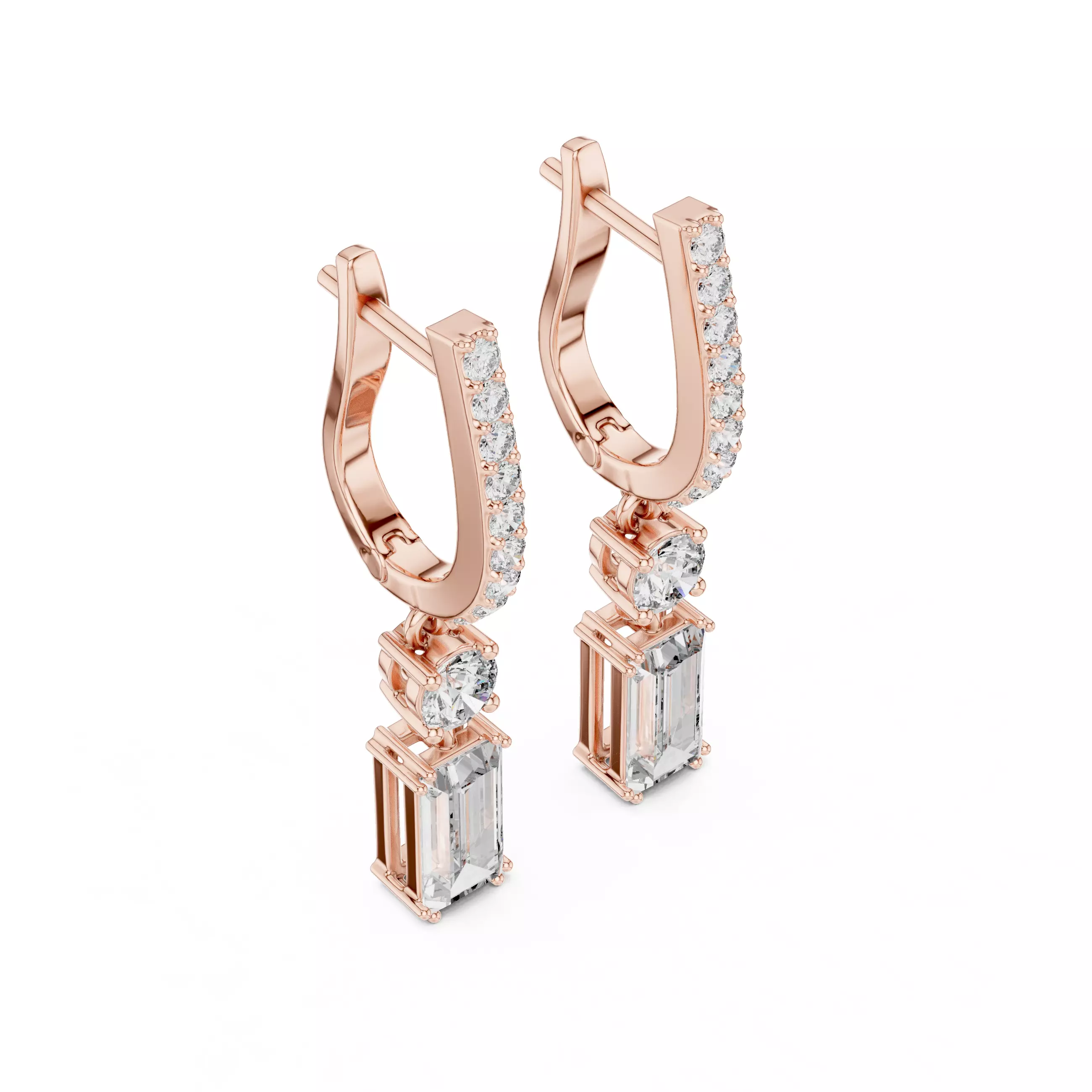 Bug Straight  Diamond Earring 3D print model_1
