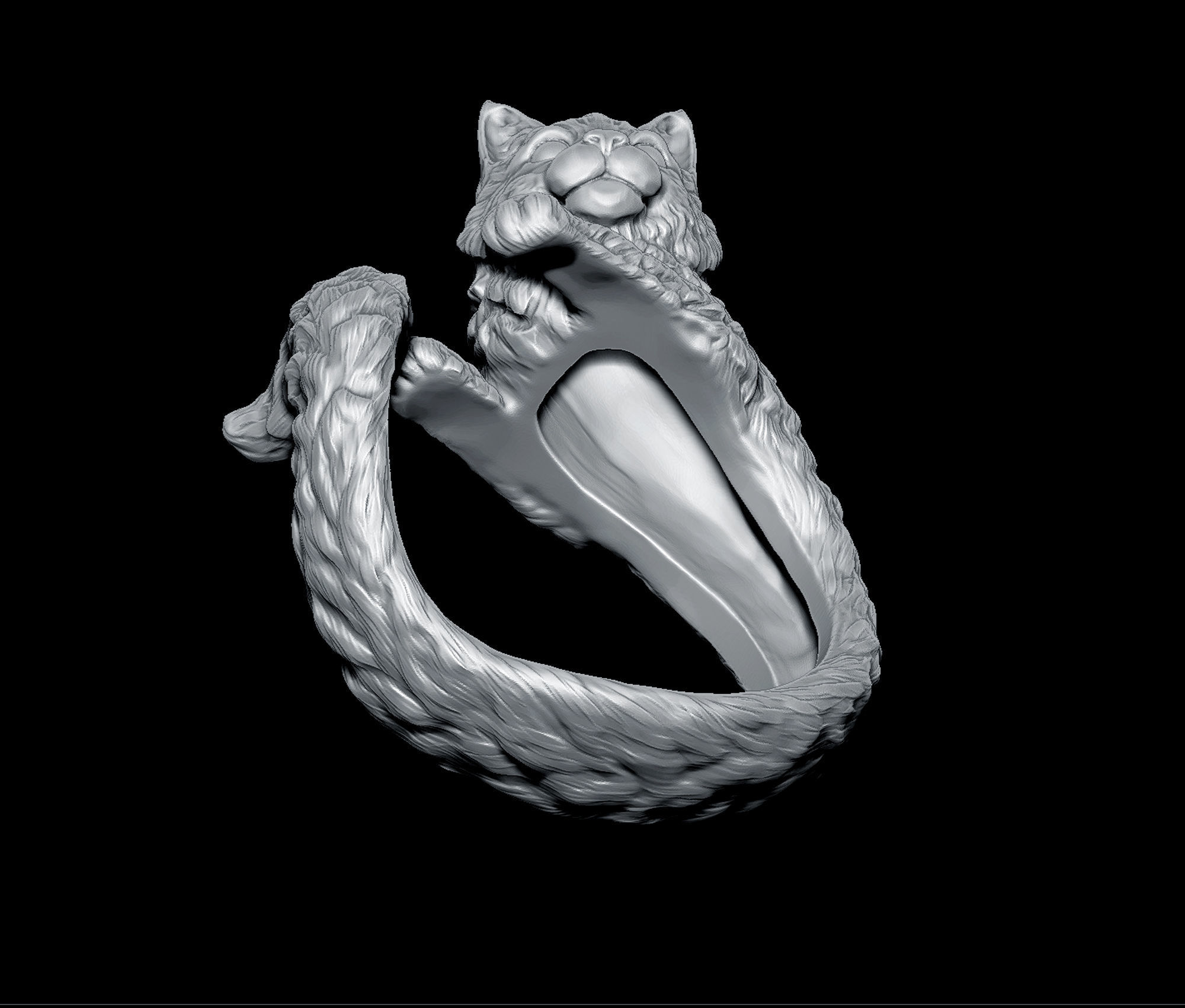 High detailed cat ring 3D print model_11