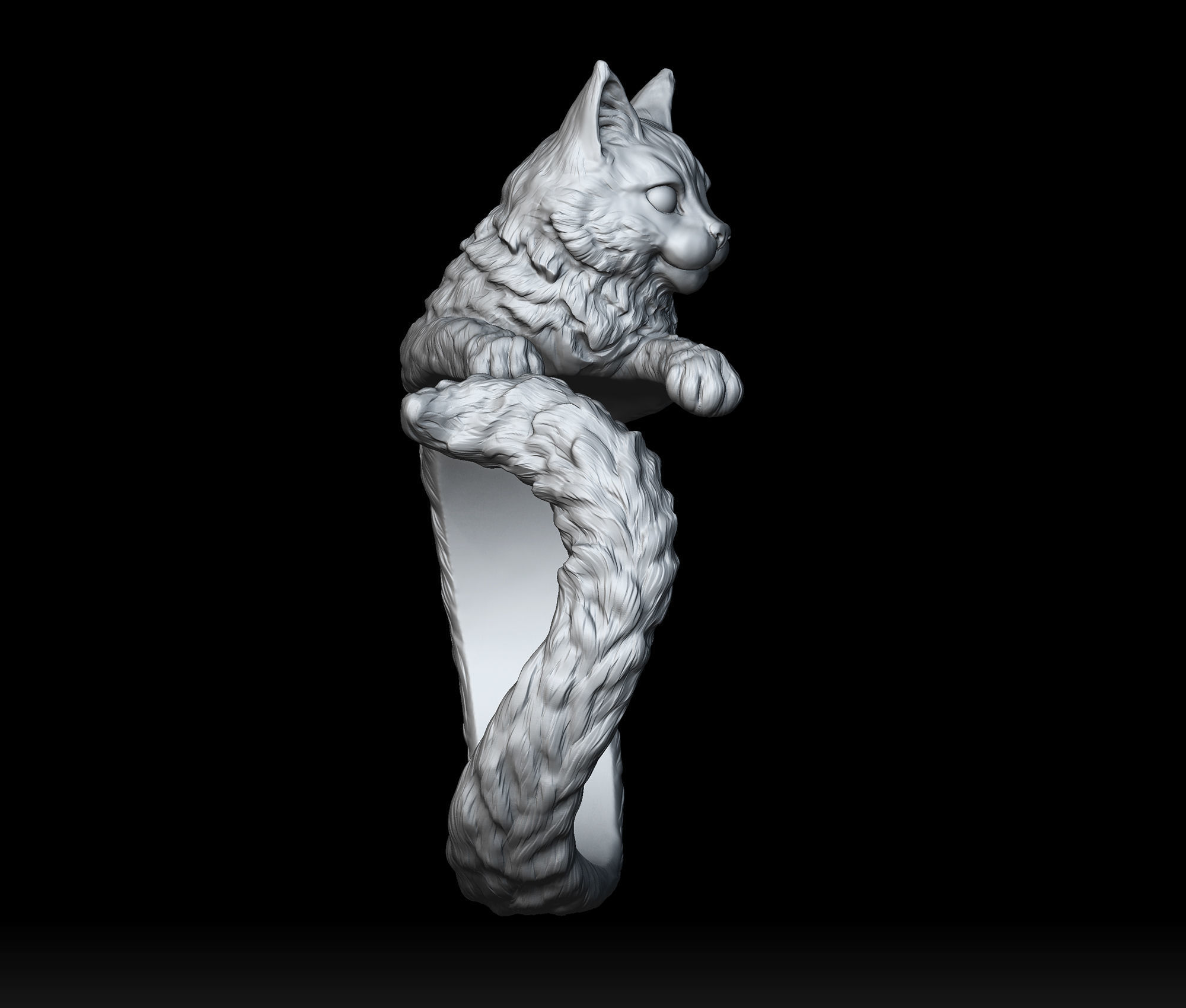 High detailed cat ring 3D print model_6