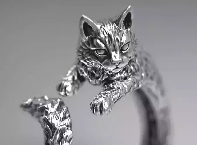 High detailed cat ring 3D print model