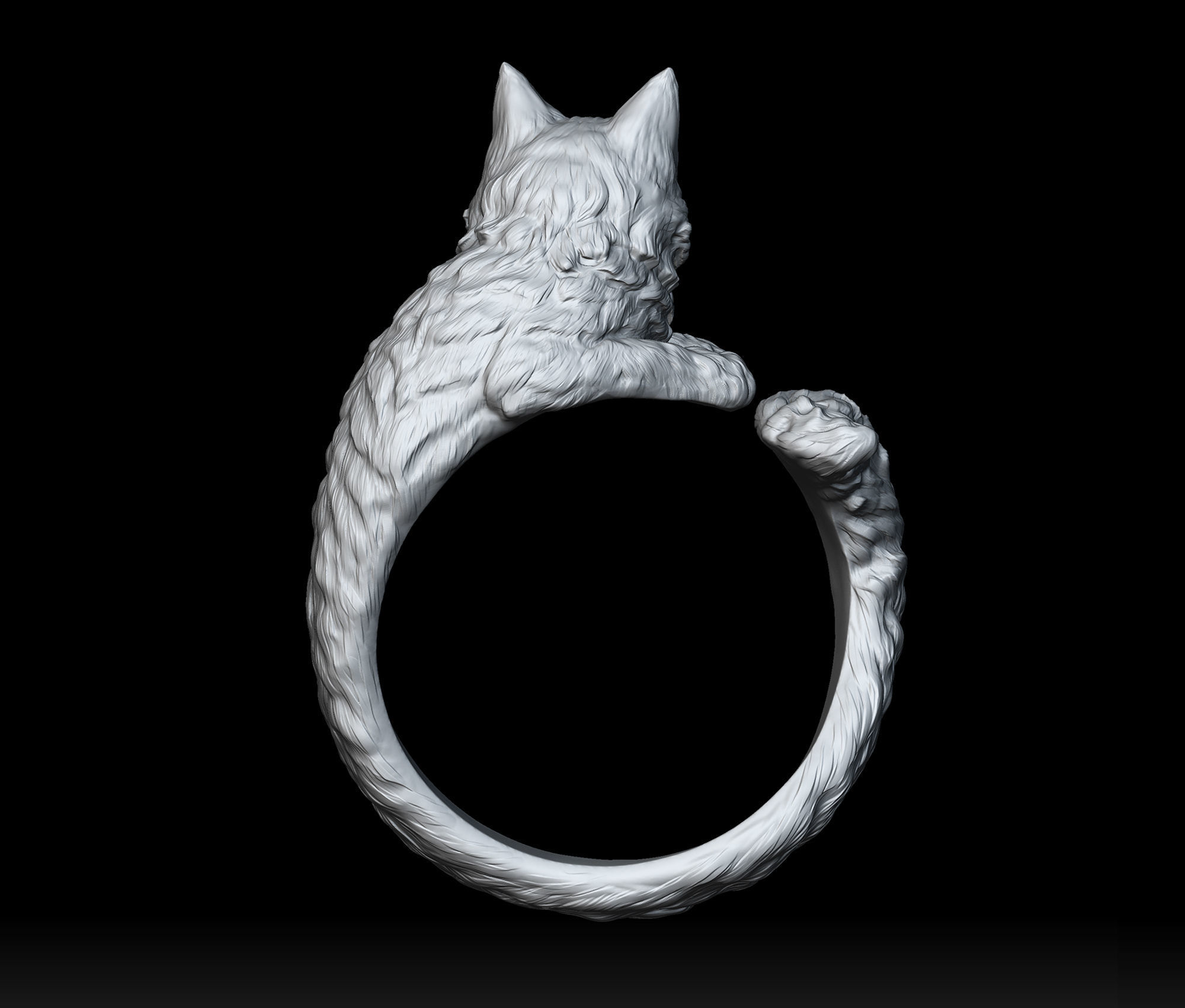 High detailed cat ring 3D print model_8