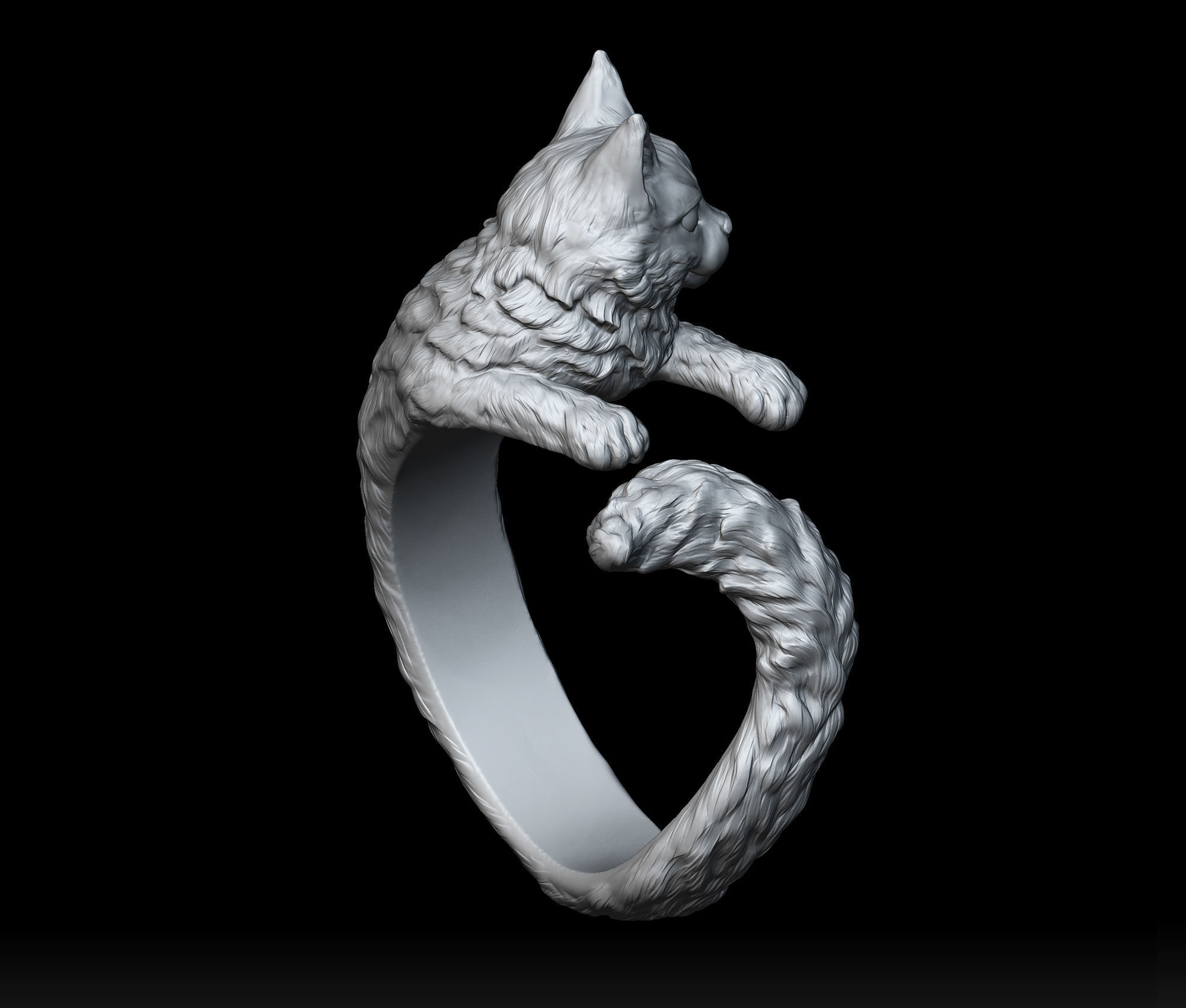 High detailed cat ring 3D print model_7