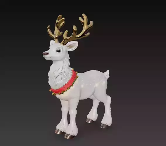 Cute Christmas Reindeer - Stylized Festive Deer Sculpture Model