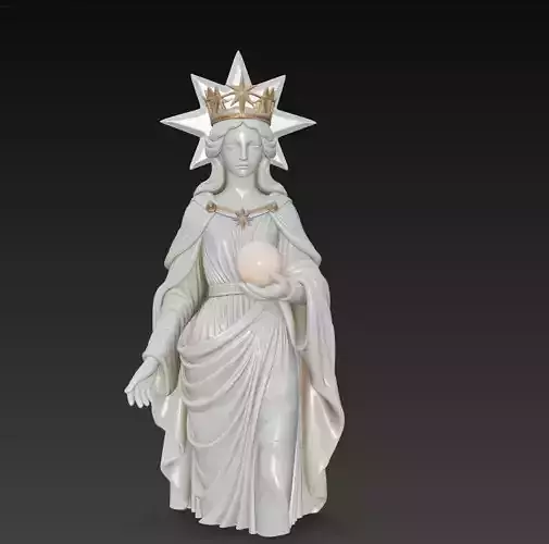 Stellar Light Goddess - Marble Celestial Queen Statue with Orb