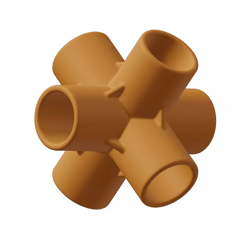 Plastic Six Way Fitting 3D model_1