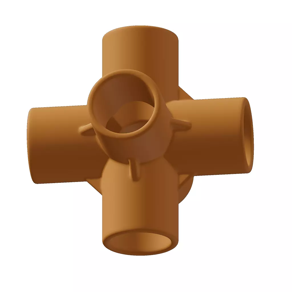 Plastic Six Way Fitting 3D model_2