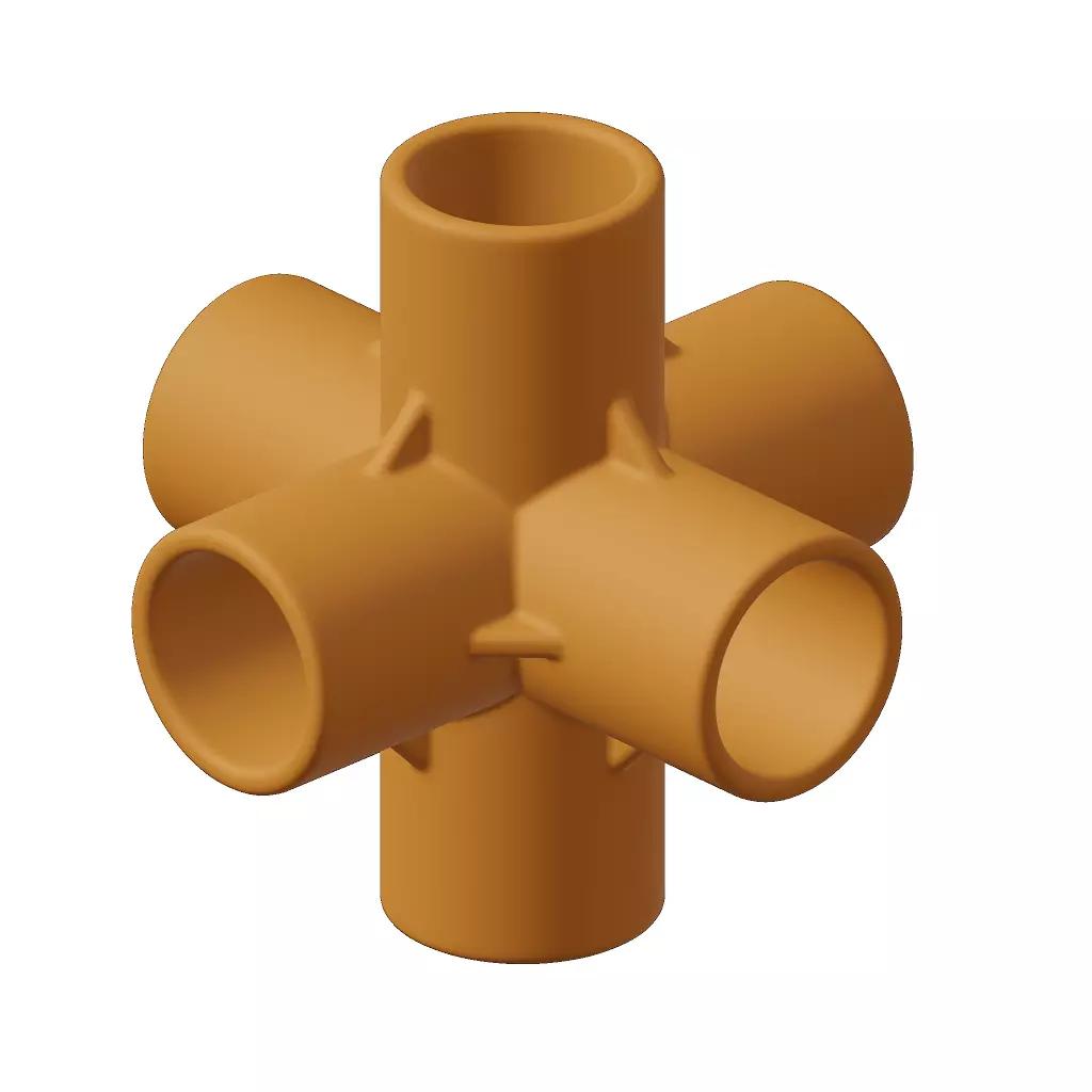 Plastic Six Way Fitting 3D model_0