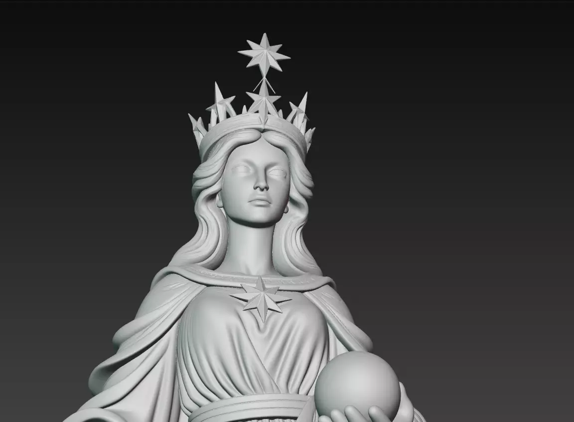 Celestial Starborne Queen - Marble Divine Oracle Statue 3D Model 3D print model_10