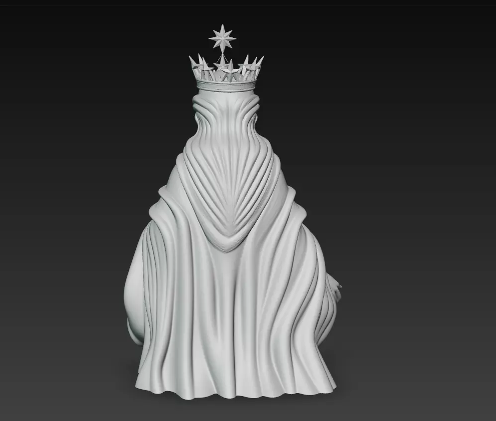 Celestial Starborne Queen - Marble Divine Oracle Statue 3D Model 3D print model_7