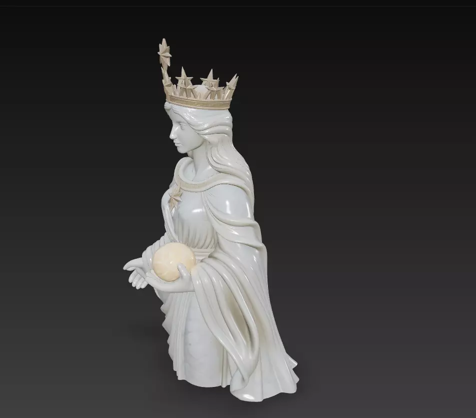 Celestial Starborne Queen - Marble Divine Oracle Statue 3D Model 3D print model_4