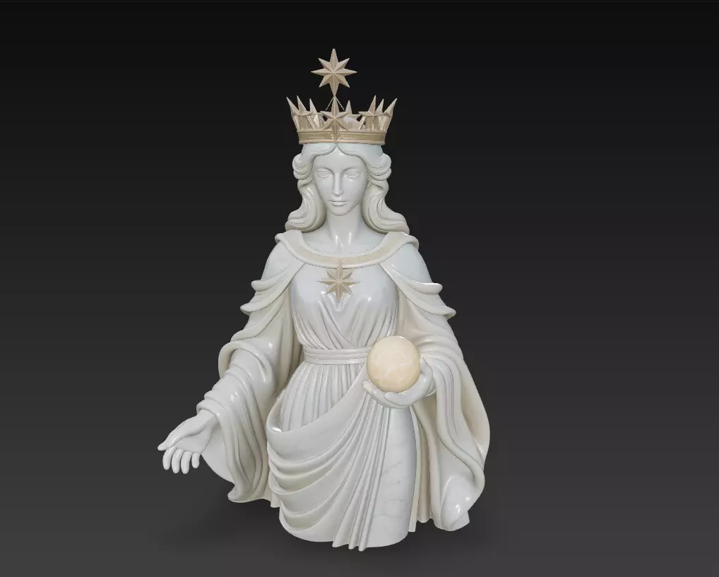 Celestial Starborne Queen - Marble Divine Oracle Statue 3D Model 3D print model_0