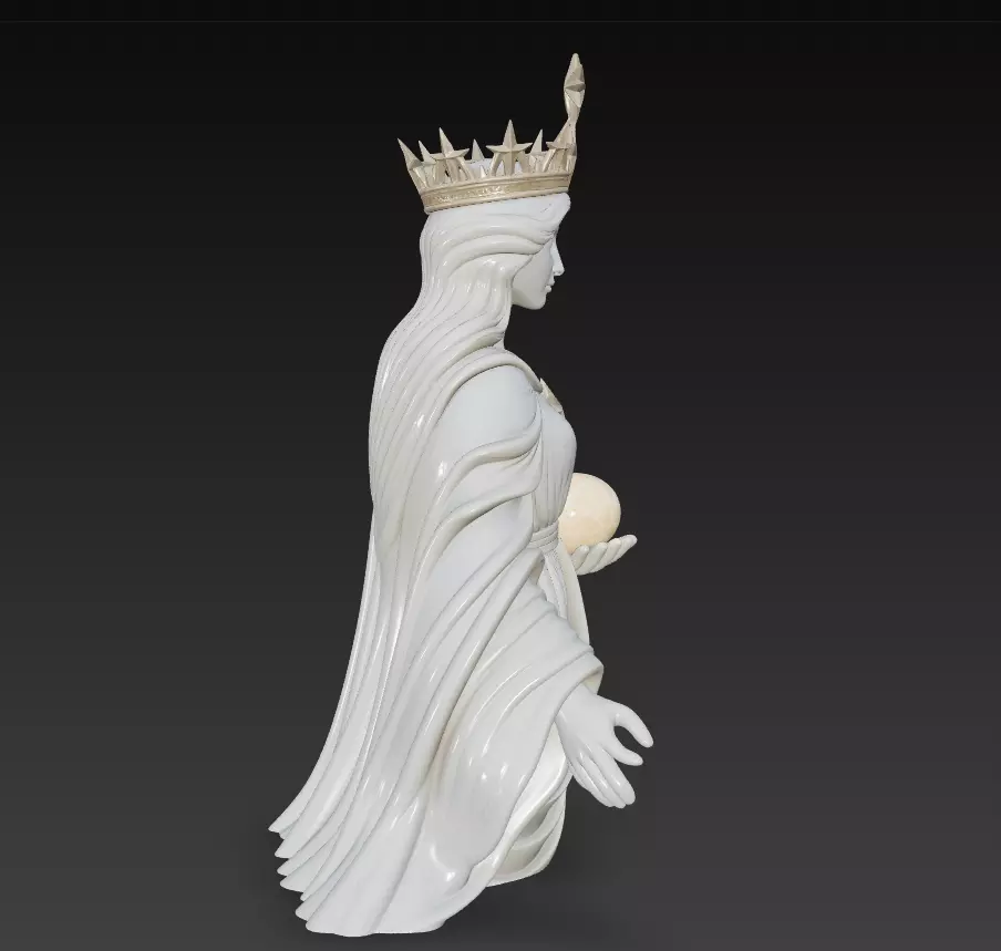 Celestial Starborne Queen - Marble Divine Oracle Statue 3D Model 3D print model_2