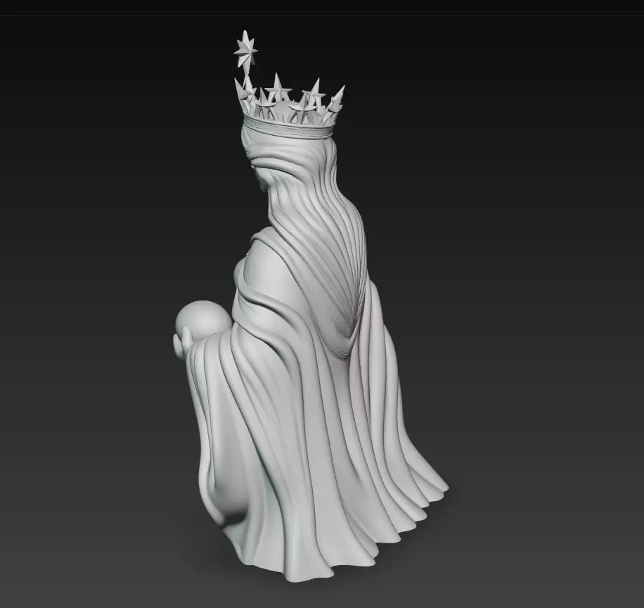 Celestial Starborne Queen - Marble Divine Oracle Statue 3D Model 3D print model_13