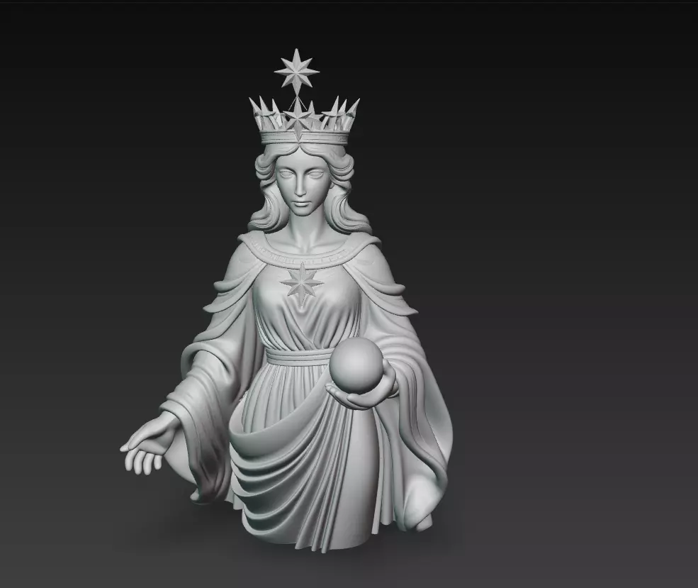 Celestial Starborne Queen - Marble Divine Oracle Statue 3D Model 3D print model_11