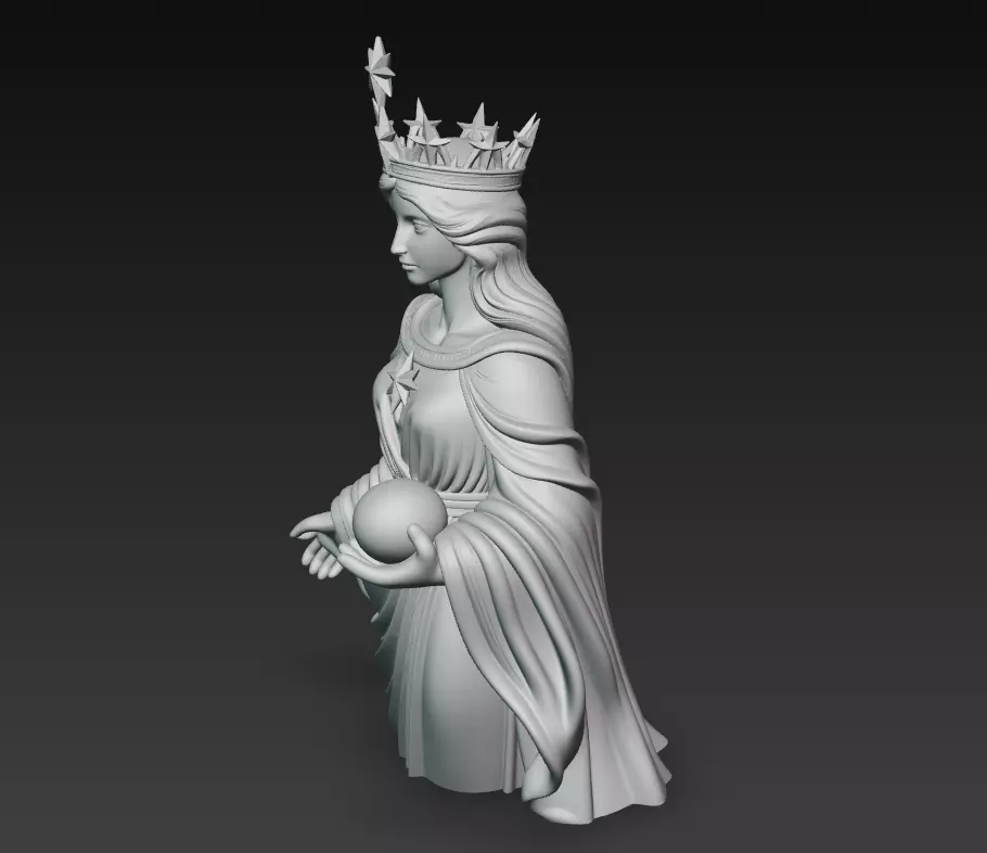 Celestial Starborne Queen - Marble Divine Oracle Statue 3D Model 3D print model_12