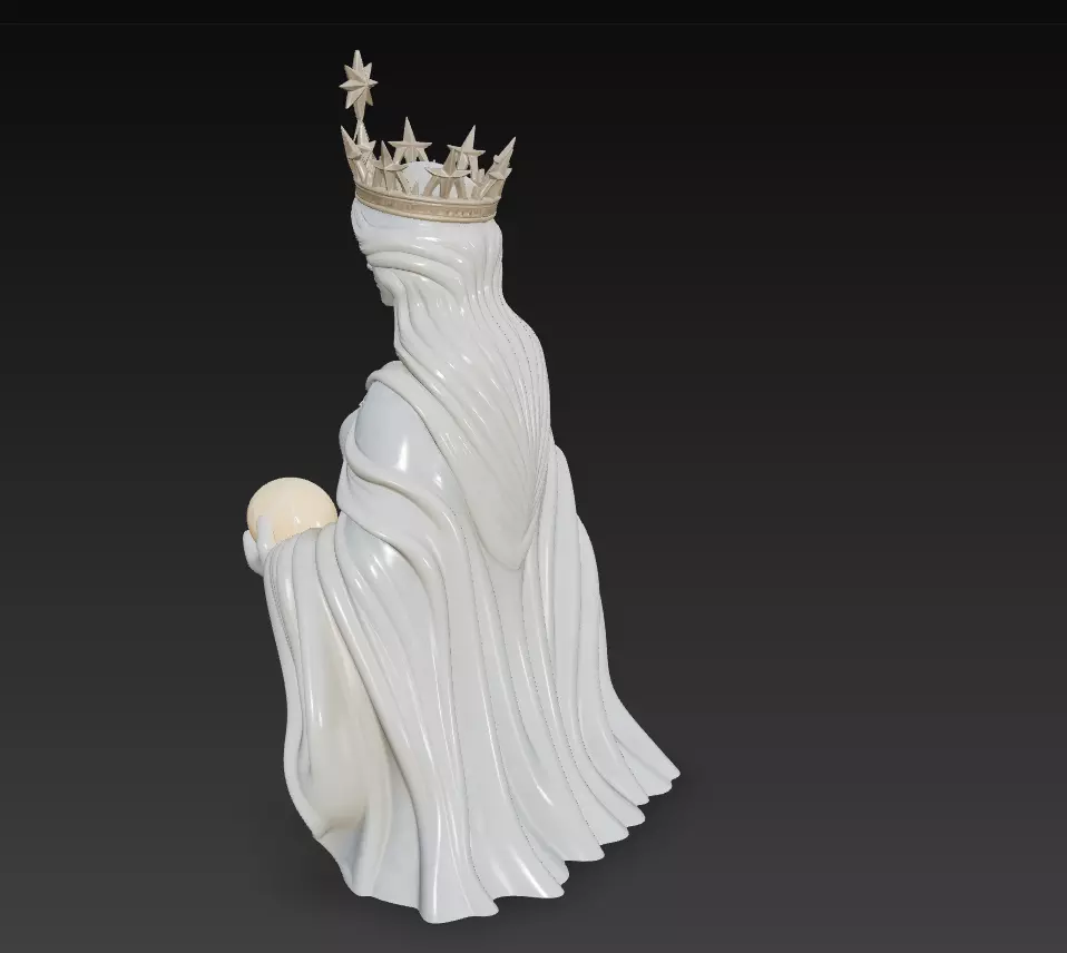 Celestial Starborne Queen - Marble Divine Oracle Statue 3D Model 3D print model_5