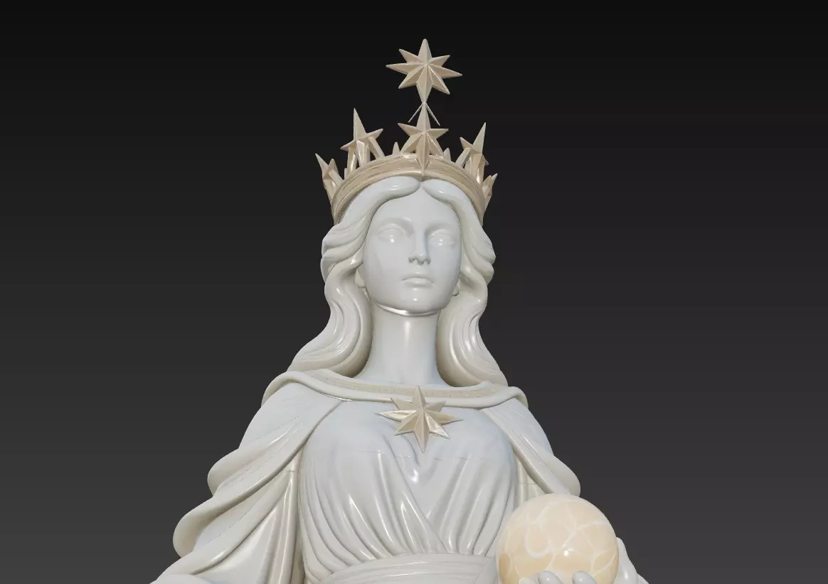 Celestial Starborne Queen - Marble Divine Oracle Statue 3D Model 3D print model_3