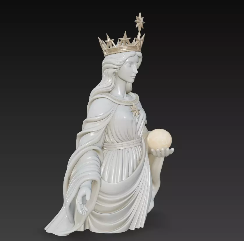 Celestial Starborne Queen - Marble Divine Oracle Statue 3D Model 3D print model_1