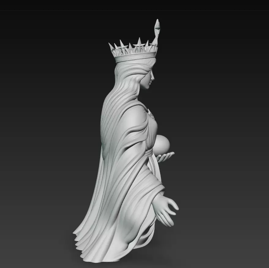Celestial Starborne Queen - Marble Divine Oracle Statue 3D Model 3D print model_8