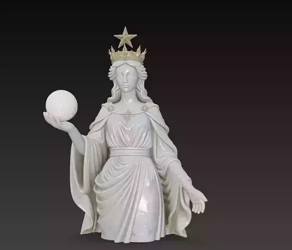Celestial Star Goddess - Marble Oracle Statue Radiant Sphere