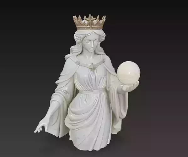 Marble Oracle Queen Regal Fantasy Goddess Statue with Crystal 3D print model