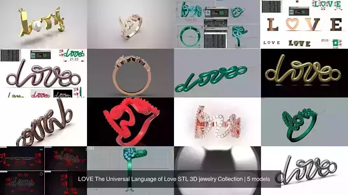 LOVE The Universal Language of Love STL 3D jewelry Collection