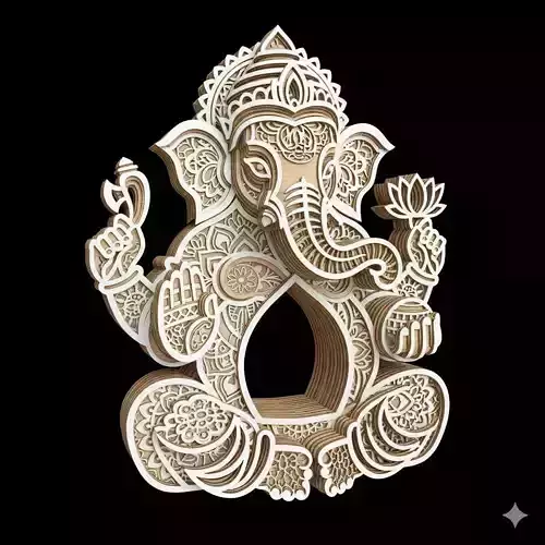 3D Lord Ganesha Indian Religious Model