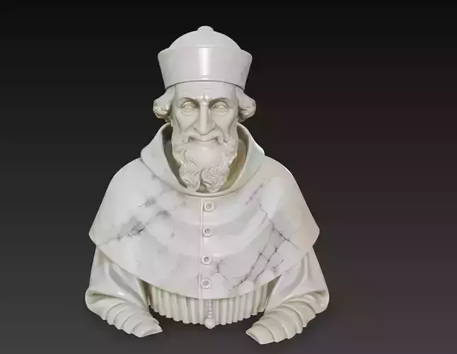 Marble Priest Bust - Classical Religious Elder Sculpture 3D 