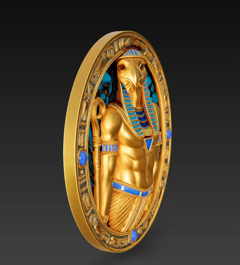 Horus Relief Medallion - Egyptian God Sculpture 3D print model_4