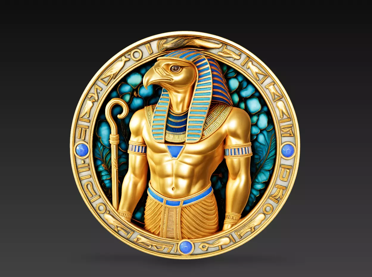 Horus Relief Medallion - Egyptian God Sculpture 3D print model_0