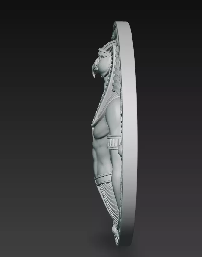 Horus Relief Medallion - Egyptian God Sculpture 3D print model_8