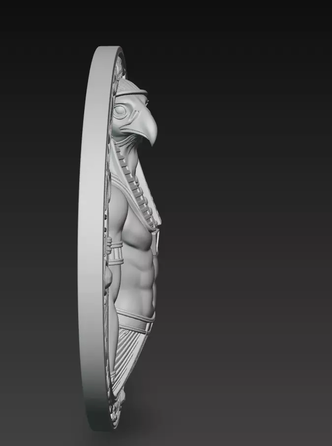 Horus Relief Medallion - Egyptian God Sculpture 3D print model_7