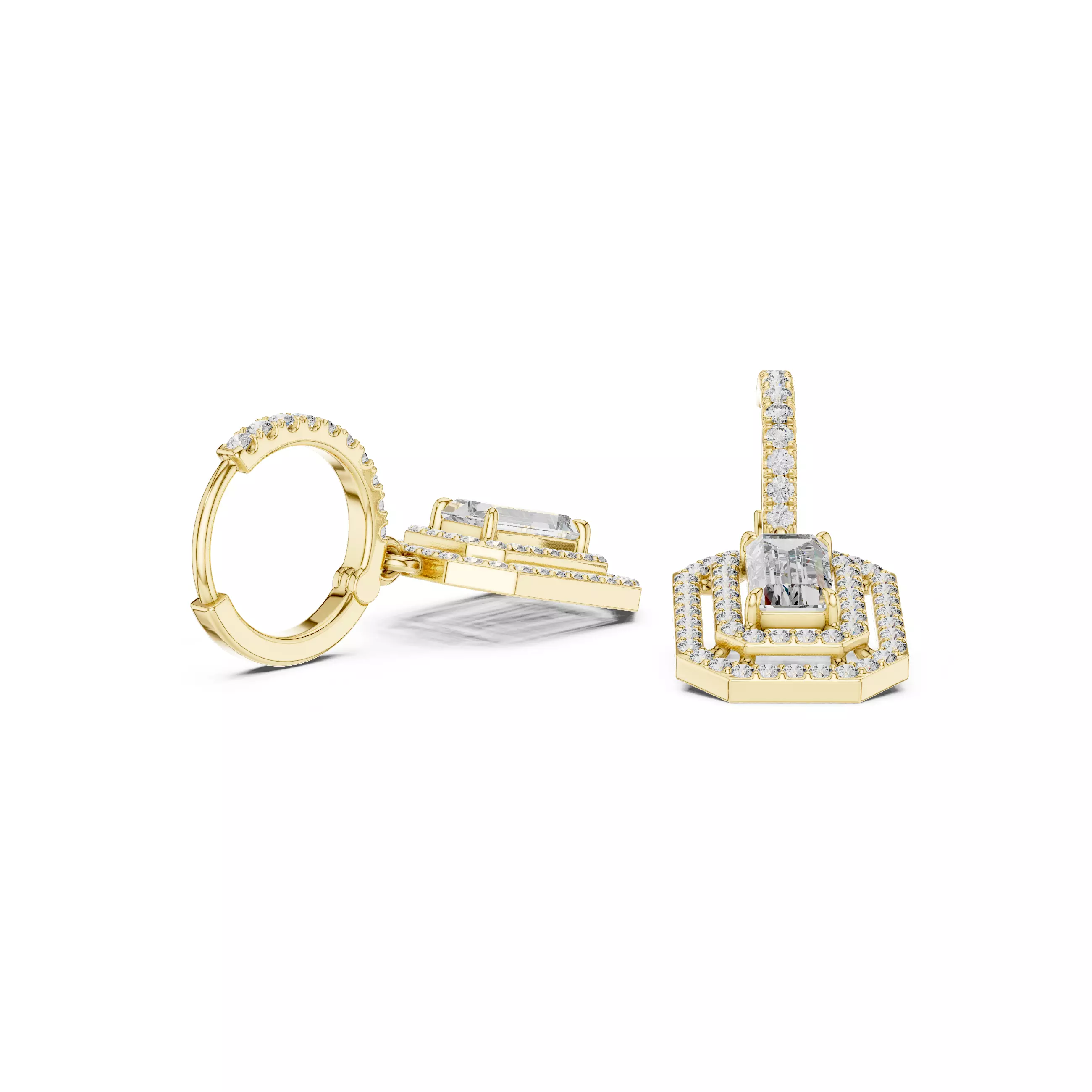 Bug Straight Diamond Earring 3D print model_11