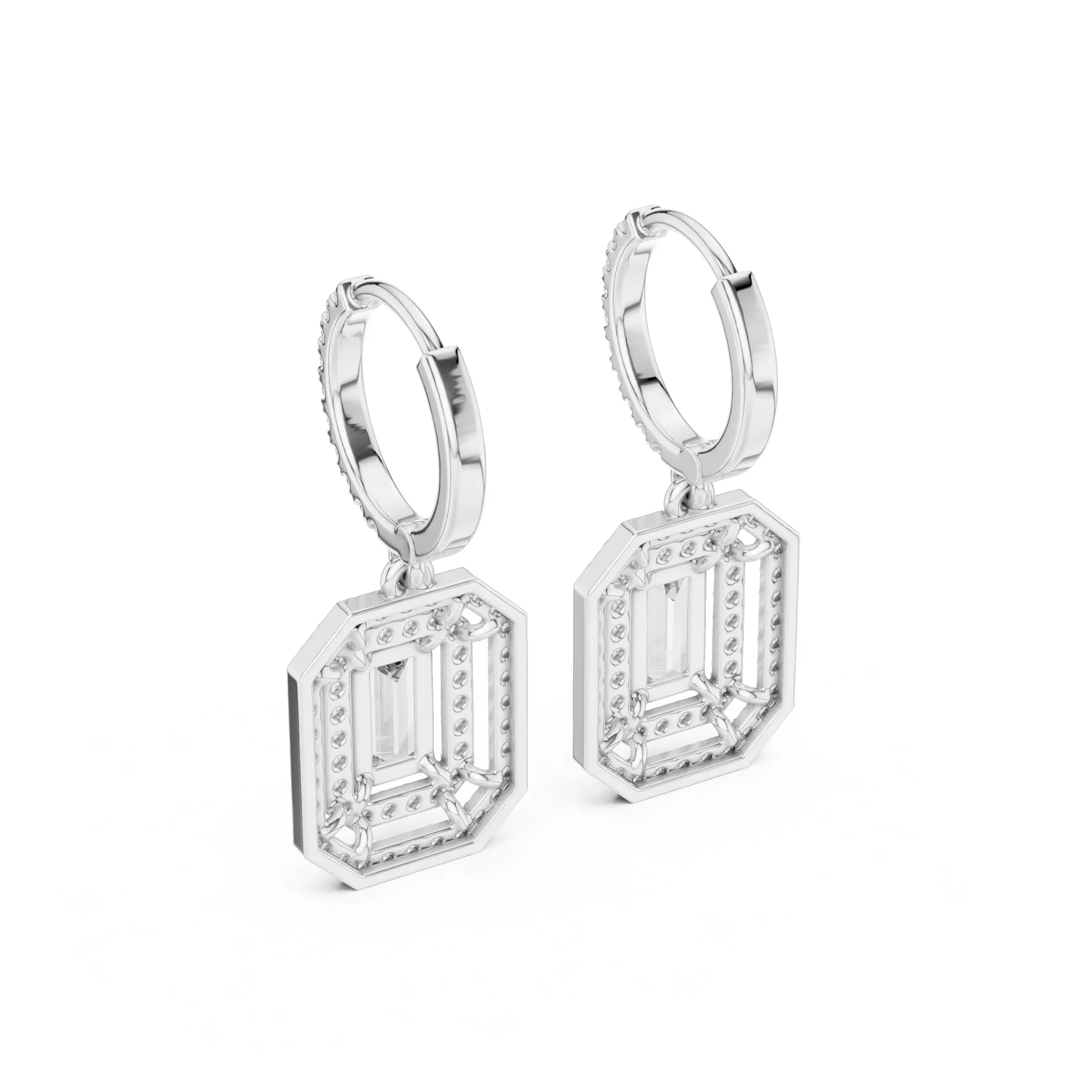 Bug Straight Diamond Earring 3D print model_4