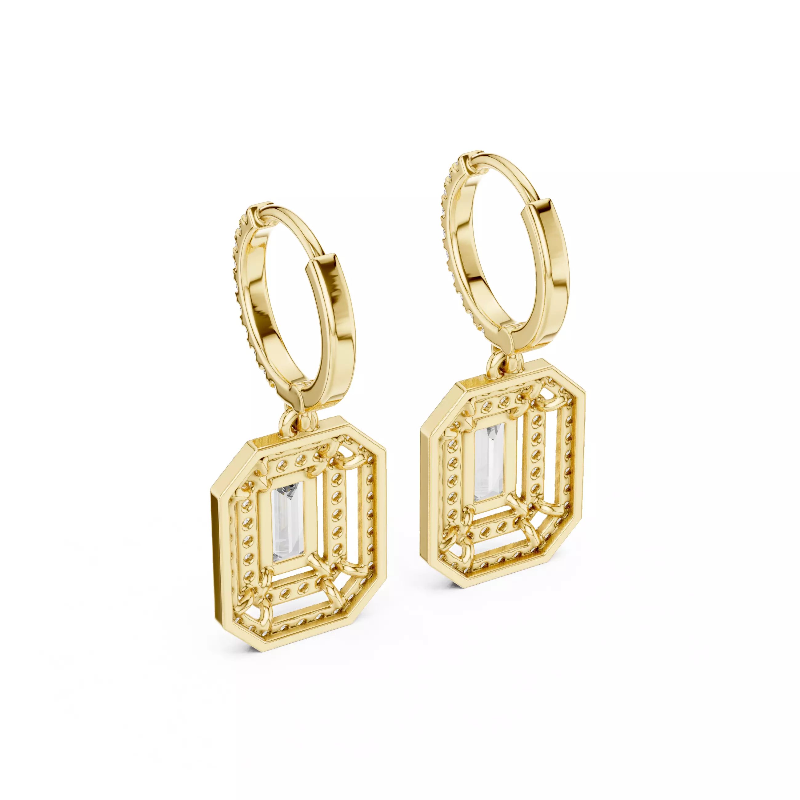 Bug Straight Diamond Earring 3D print model_7