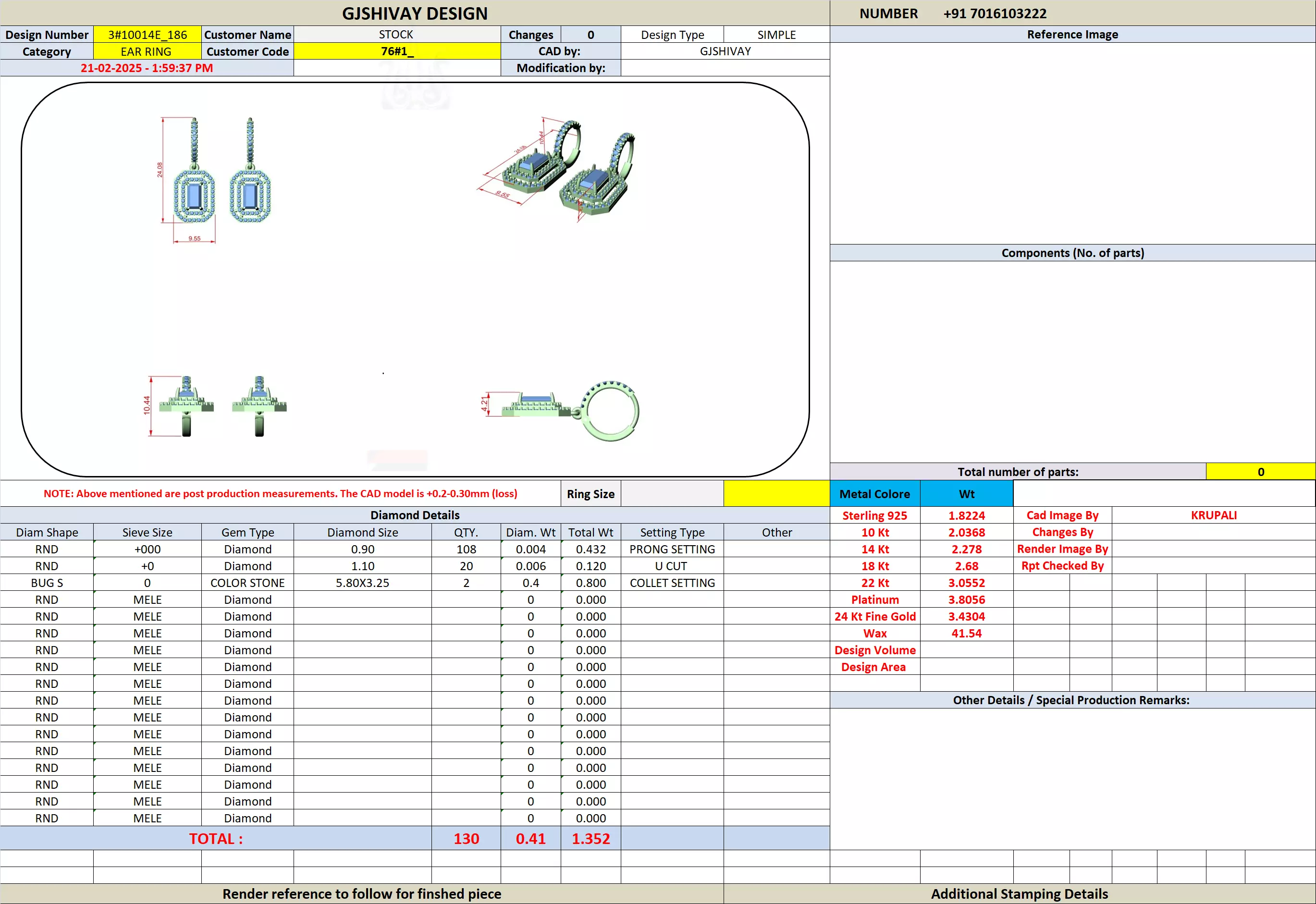 Bug Straight Diamond Earring 3D print model_13